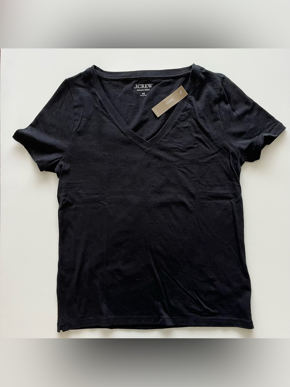 NWT J. Crew Black Vintage Jersey Classic-Fit V-Neck T-Shirt Size XS